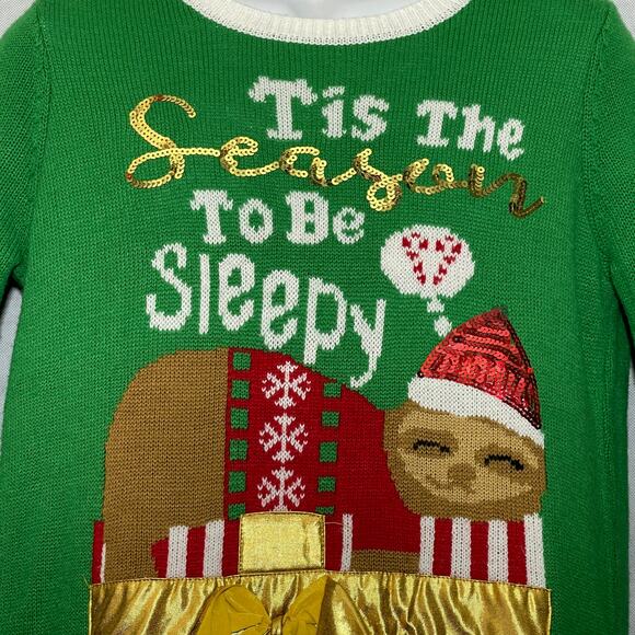 Joe Boxer TIS THE SEASON TO BE SLEEPY Sloth Ugly Christmas Sweater Size L - Picture 2 of 5